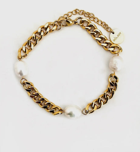 Blinny Cuban Chain Pearl Bracelet