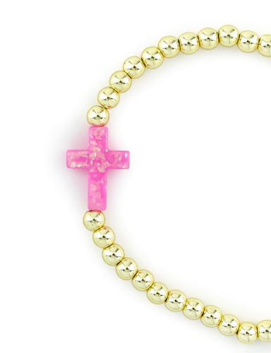Olivia Pink Cross Bracelet