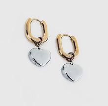 Load image into Gallery viewer, Emelia Mixed Metal Heart Charm Earrings